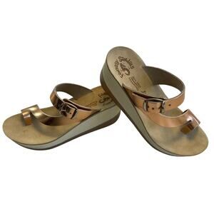 Fantasy Felisa Comfort Sandals Wedge Thong Rose Gold EU 36 /US 5.5 / 6 Flex Sole